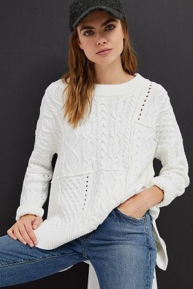 Pilcro Jasmine Cable-Knit Tunic Jumper | high low hem jumpers