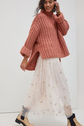 Anthro Label Billie Textured Maxi Skirt | beautiful embellished skirts