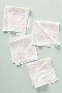 ANTHROPOLOGIE Set of 4 Whitney Star Napkins White ~ christmas dining table acceessories