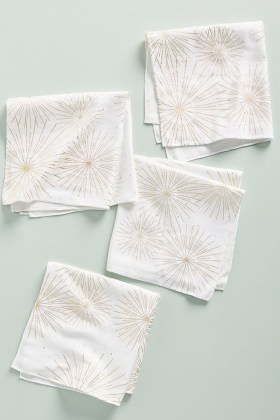 ANTHROPOLOGIE Set of 4 Whitney Star Napkins White ~ christmas dining table acceessories - flipped