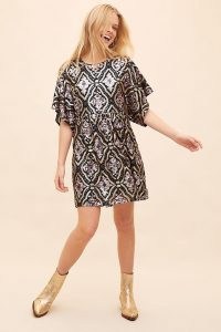 ANTHROPOLOGIE Amalia Sequined Tunic Dress / shimmering party dresses