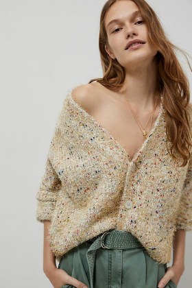 Maeve Nolie Shimmer Cardigan / shimmery metallic thread cardigans / speckled knitwear - flipped