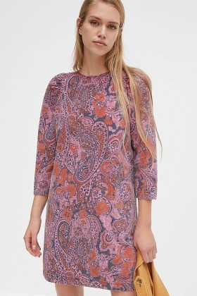 Anthropologie Dayna Cord Mini Dress – floral and paisley prints – printed shift dresses - flipped