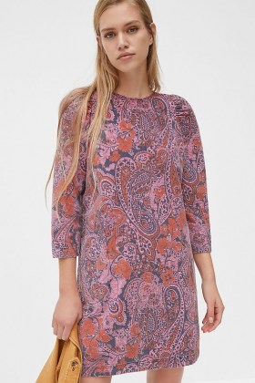 Anthropologie Dayna Cord Mini Dress – floral and paisley prints – printed shift dresses