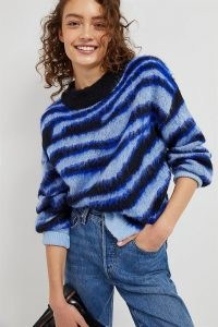 Anthropologie Salma Striped Eyelash Sweater – blue soft feel sweaters