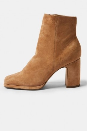 TOPSHOP BABY Camel Suede Boots ~ light brown block heel boot