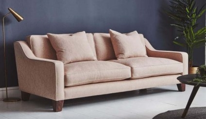 Banbury range – deep sofa with slim curved arms, leather and fabric