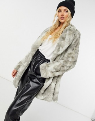 BB Dakota tie dye faux fur coat in grey ~ luxe style winter coats - flipped