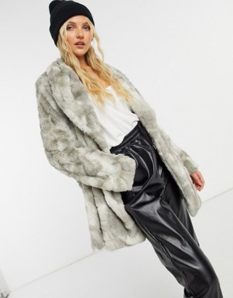 BB Dakota tie dye faux fur coat in grey ~ luxe style winter coats