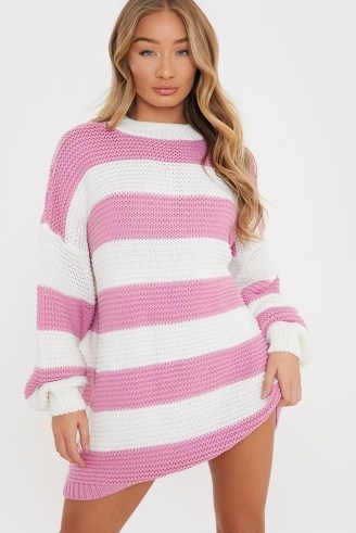 BILLIE FAIERS PINK STRIPE JUMPER DRESS | striped sweater dresses | celebrity inspired knitwear - flipped