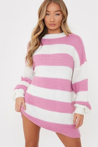 BILLIE FAIERS PINK STRIPE JUMPER DRESS | striped sweater dresses | celebrity inspired knitwear