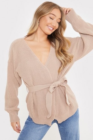 BILLIE FAIERS STONE BELTED CARDIGAN | neutral knits - flipped