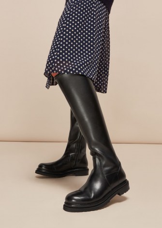 WHISTLES ALLEN STRETCH KNEE HIGH BOOT / black chunky sole winter boots