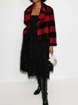 GANNI check-pattern double-breasted jacket / black and red checked jackets / bold checks - flipped