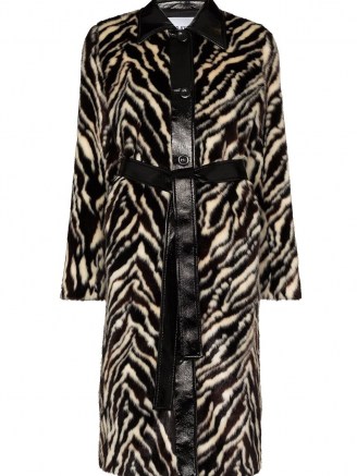 STAND STUDIO Aurora faux-fur midi coat / zebra print winter coats / vintage style glamour