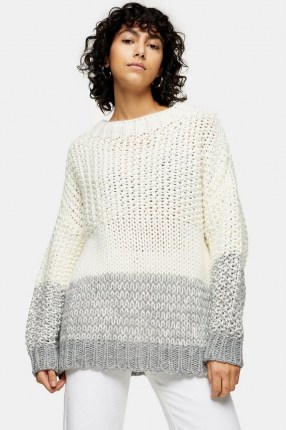 Topshop Black And White Chunky Three Stripe Knitted Jumper | drop shoulder jumpers - flipped