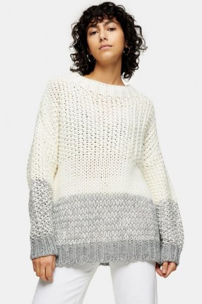 Topshop Black And White Chunky Three Stripe Knitted Jumper | drop shoulder jumpers