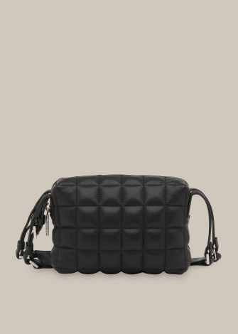 WHISTLES ELIAS QUILTED CROSSBODY BAG / small black leather bags - flipped