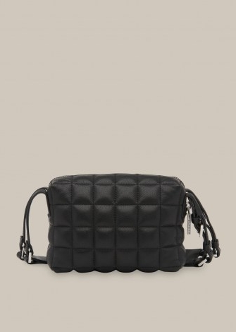 WHISTLES ELIAS QUILTED CROSSBODY BAG / small black leather bags