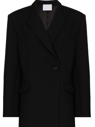 Paris Georgia notched-lapel double-breasted blazer ~ contemporary black blazers - flipped