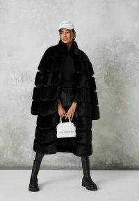 MISSGUIDED black pelted faux fur maxi coat – glamorous winter coats