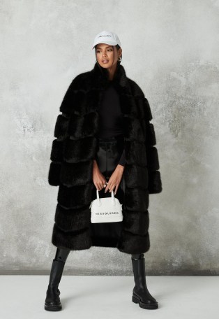 MISSGUIDED black pelted faux fur maxi coat – glamorous winter coats
