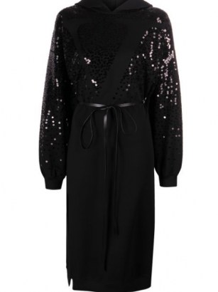 Valentino sequin-embellished hoodie dress | sequinned waist tie dresses | sparkly fashion - flipped