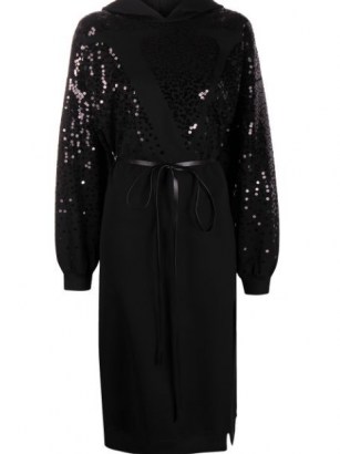 Valentino sequin-embellished hoodie dress | sequinned waist tie dresses | sparkly fashion