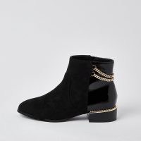 RIVER ISLAND Black wide fit chain detail boots / embellished boots