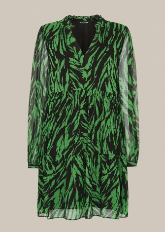 WHISTLES ZEBRA STRIPE TRAPEZE DRESS / wild animal stripes / black and green dresses
