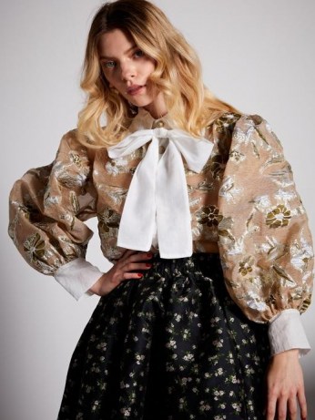 sister jane Center Stage Bow Blouse ~ puff sleeve blouses ~ balloon sleeves - flipped