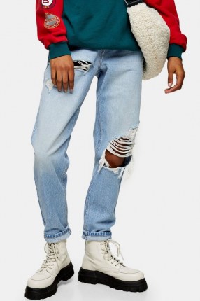 Topshop Bleach Super Ripped Mom Tapered Jeans | destroyed denim - flipped