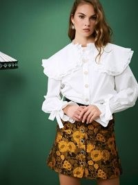 sister jane Fox Trot Collar Blouse ~ ivory oversized collared blouses ~ romantic fashion