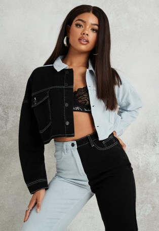 MISSGUIDED blue co ord contrast panel denim jacket - flipped