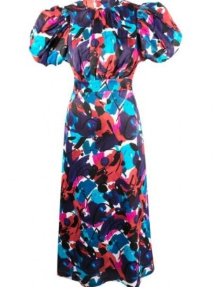 ROTATE abstract print open back dress / puff sleeve dresses