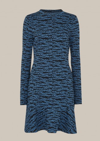 WHISTLES TIGER LEOPARD FLIPPY DRESS BLUE MULTI / mixed animal print dresses