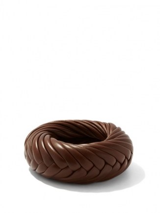 BOTTEGA VENETA Brown braided-leather cuff ~ chunky bracelets