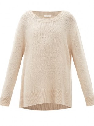 THE ROW Braulia cashmere sweater | beige oversized drop shoulder sweaters | luxe knitwear - flipped