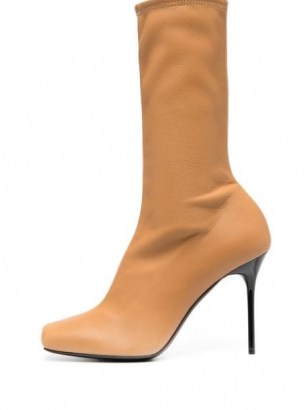 Balmain Rosy 110mm dark-beige ankle boots ~ square toe ~ stiletto heel - flipped