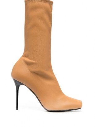 Balmain Rosy 110mm dark-beige ankle boots ~ square toe ~ stiletto heel