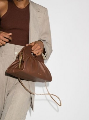 USISI SISTER Lucas leather shoulder bag / brown top handle bags - flipped
