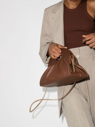 USISI SISTER Lucas leather shoulder bag / brown top handle bags