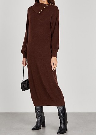 BYTIMO Brown wool-blend jumper dress / winter knitwear / chic knitted dresses