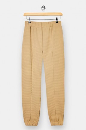 TOPSHOP Camel Bubble Quilted Joggers ~ textured jogging bottoms - flipped