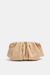 Topshop Camel Frame Ruched Clutch Bag | gathered detail bags