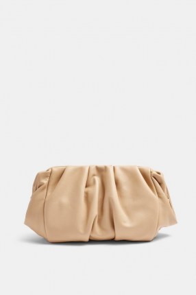 Topshop Camel Frame Ruched Clutch Bag | gathered detail bags