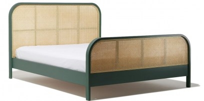 CANE QUEEN BED – frame is constructed of solid ash wood and inlayed with woven cane - flipped