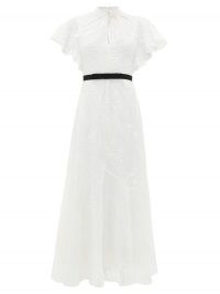 ERDEM Celestina embroidered-lace cap-sleeve gown ~ luxury white flutter sleeve gowns ~ romantic vintage style dresses ~ feminine occasion wear