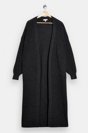 Topshop Charcoal Grey Maxi Knitted Cardigan | longline cardigans