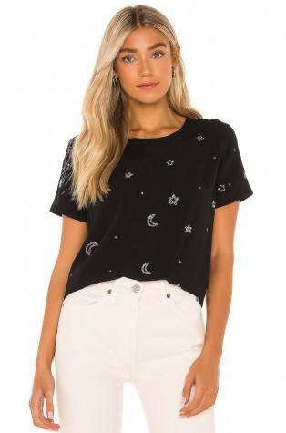 Chaser Beaded Stars Short Sleeve Beaded Easy Tee – celestial inspired t-shirts - flipped